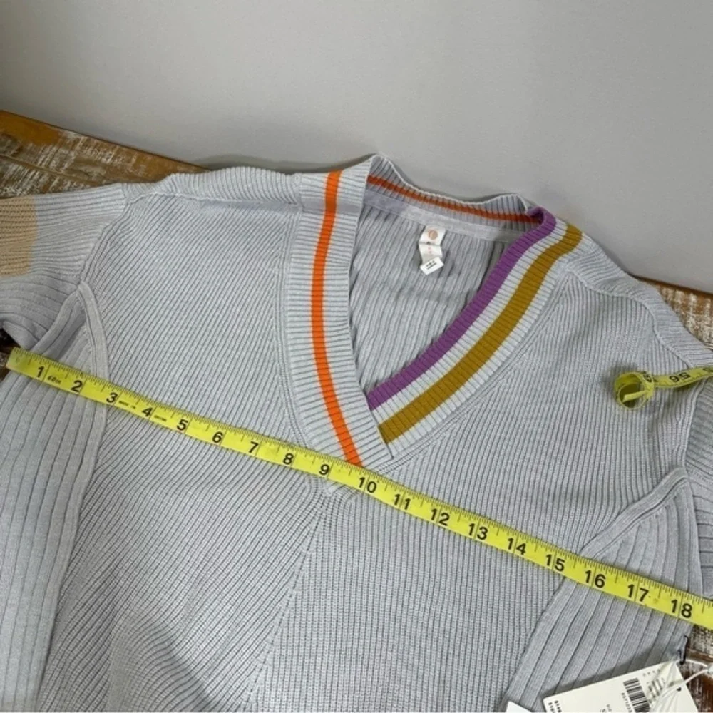 NWT Daily Practice Anthropologie Gray Stripe Sleeve Sweater Lounge Dress Large S
